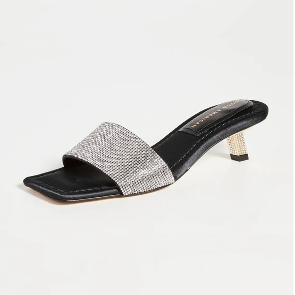 🔥NWOT🔥 Good American Leather And Satin Kickstand Mules Size 12 - Picture 3 of 7